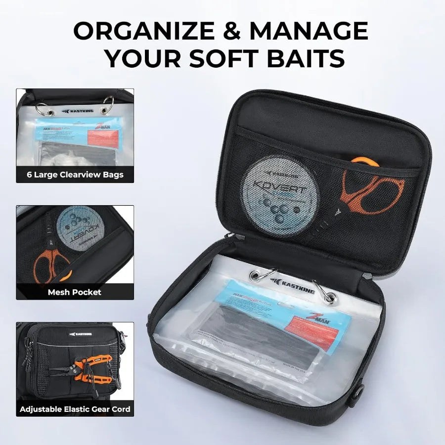 BaitSpace 50L Fishing Tackle Backpack with Removable Bait Binder 2 Rod Holders Ample Storage for Fishing Gear and Equipment Ide