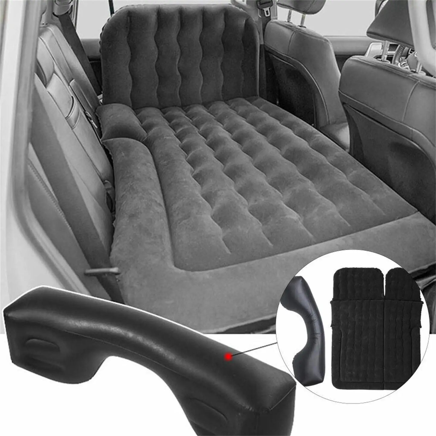 Inflatable Car Mattress Bed Truck SUV Backseat Camping Air Mattress with Air Pump & Pillow, Blow Up Car Sleeping Mattress