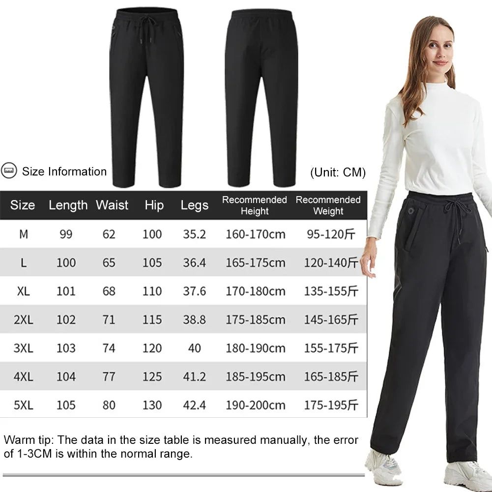 Heating Pants for Men Women Elastic Waist Waterproof Pants 12 Heating Zone 3 Temperature Mode for Skiing Fishing Motorcycle