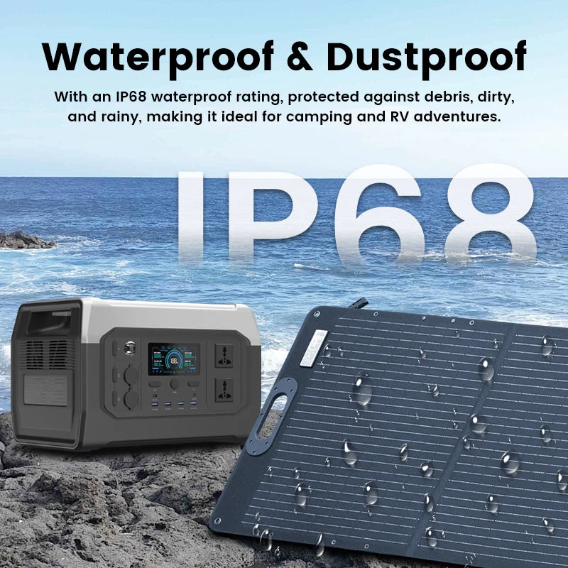 1800w Portable Power Station with 200w Solar Panel 220V Pure Sinve Wave Lifepo4 Battery UPS Function портативная электростанция