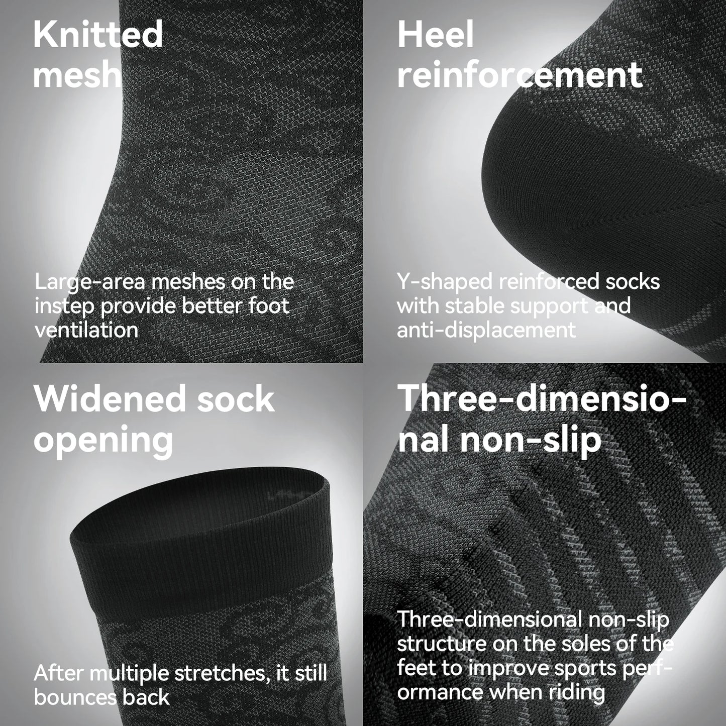 ROCKBROS ROAD TO SKY Professional Cycling Socks High Elastic Sweat-Absorption Deodorant Socks Knee-high Stockings Sports Socks