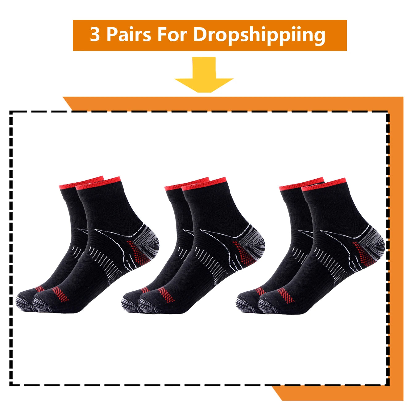 Brothock 3 Pairs For Dropshipping Compression Socks 20-30 mmHg Athletic Nylon Medical Nursing Stockings Sport