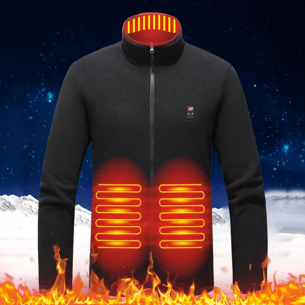 9 Heated Area Heated Jacket USB Charging Heated Zip Up Coat Waterproof Heating Jackets Coat 3 Gear Temperature for Hiking Skiing