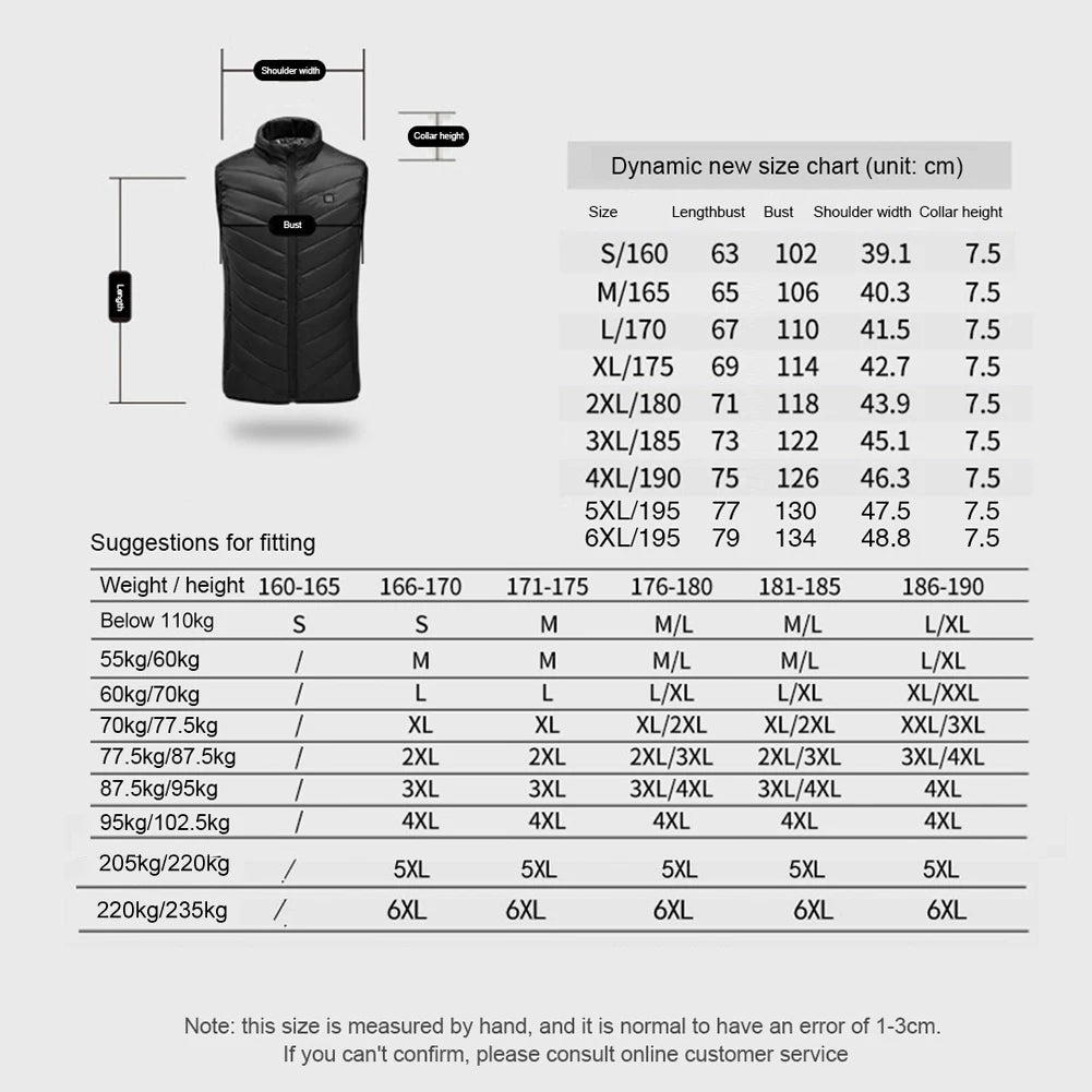 USB Electric Headed Waistcoat Men Women Smart Heating Vest Zipper 9 Areas Zone for Outdoor Hunting for Camping for Sports Hiking