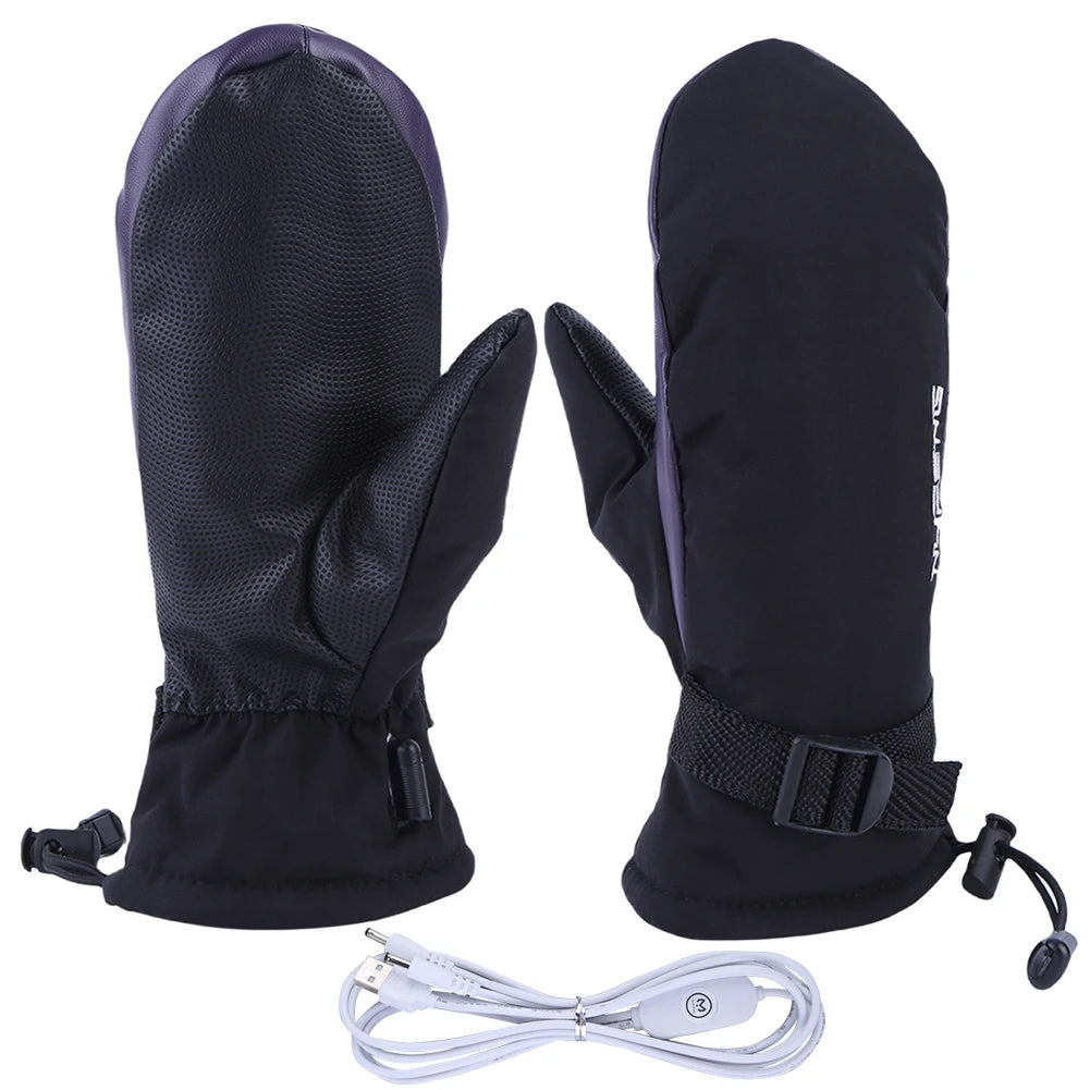 Electric Heating Gloves USB Charging Electric Heated Gloves Cold-Proof 3 Gear Temperature for Climbing Hiking Cycling(No Battery